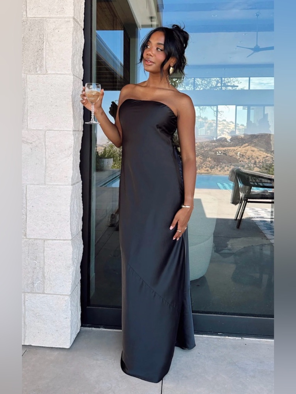 Show Me Your Mumu Taylor Tube Maxi Dress ~ Black Luxe Satin